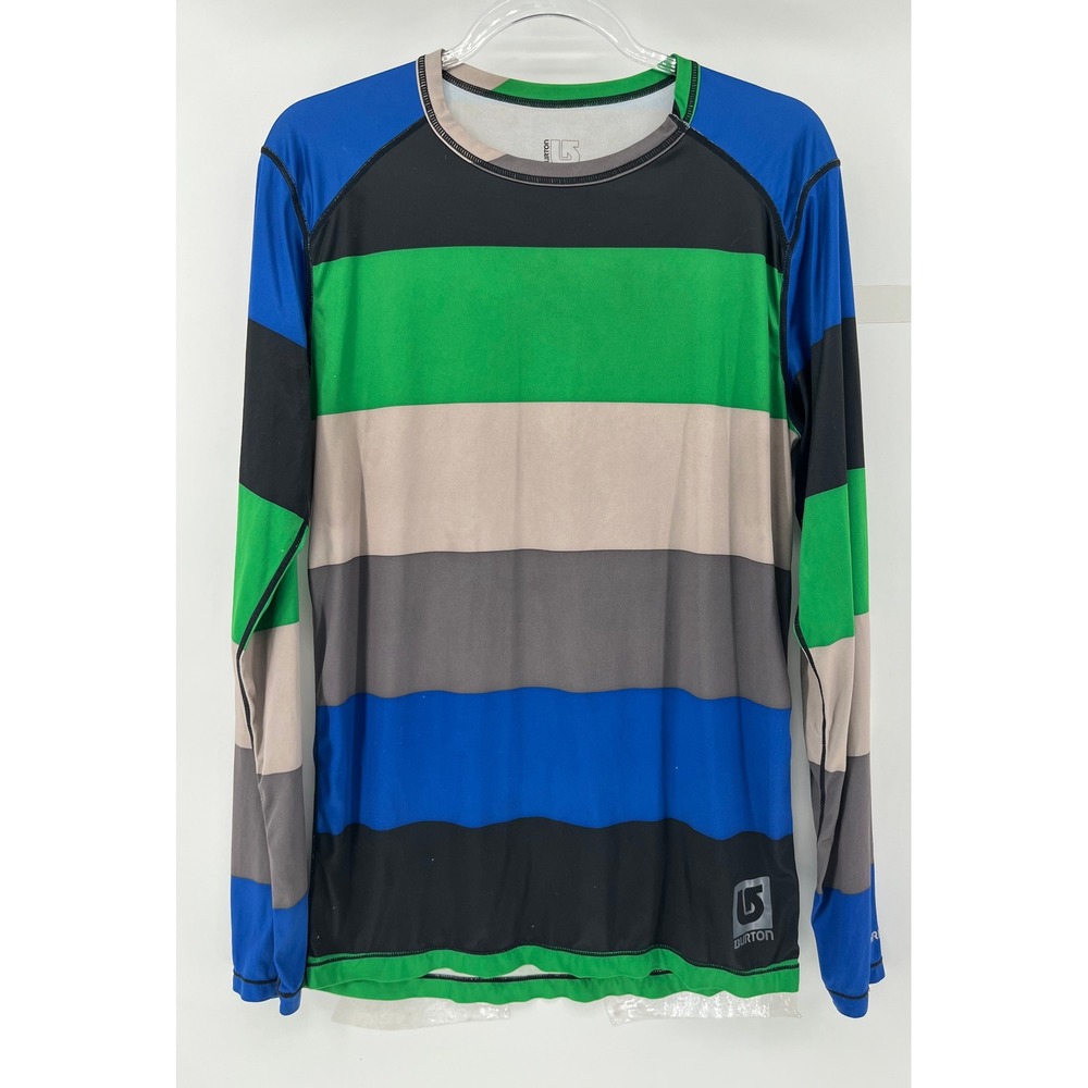 Burton DryRide Long Sleeve Shirt Mens Medium Multi Color Stripe‎ Performance Top